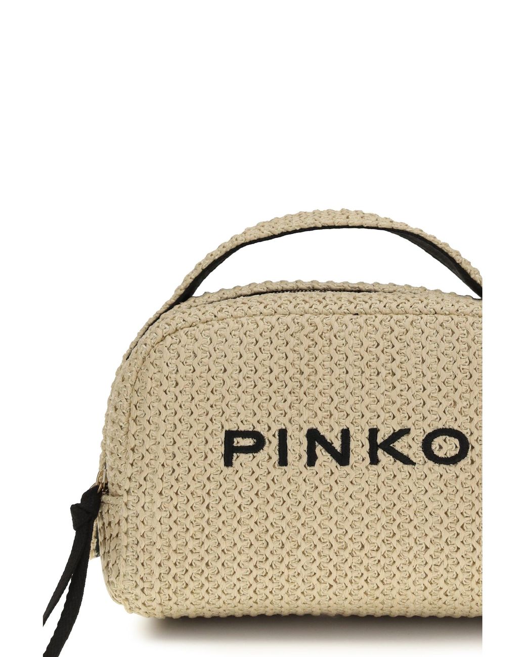 Pinko Natural Raffia Beauty Case Paglia/Nero-Antique