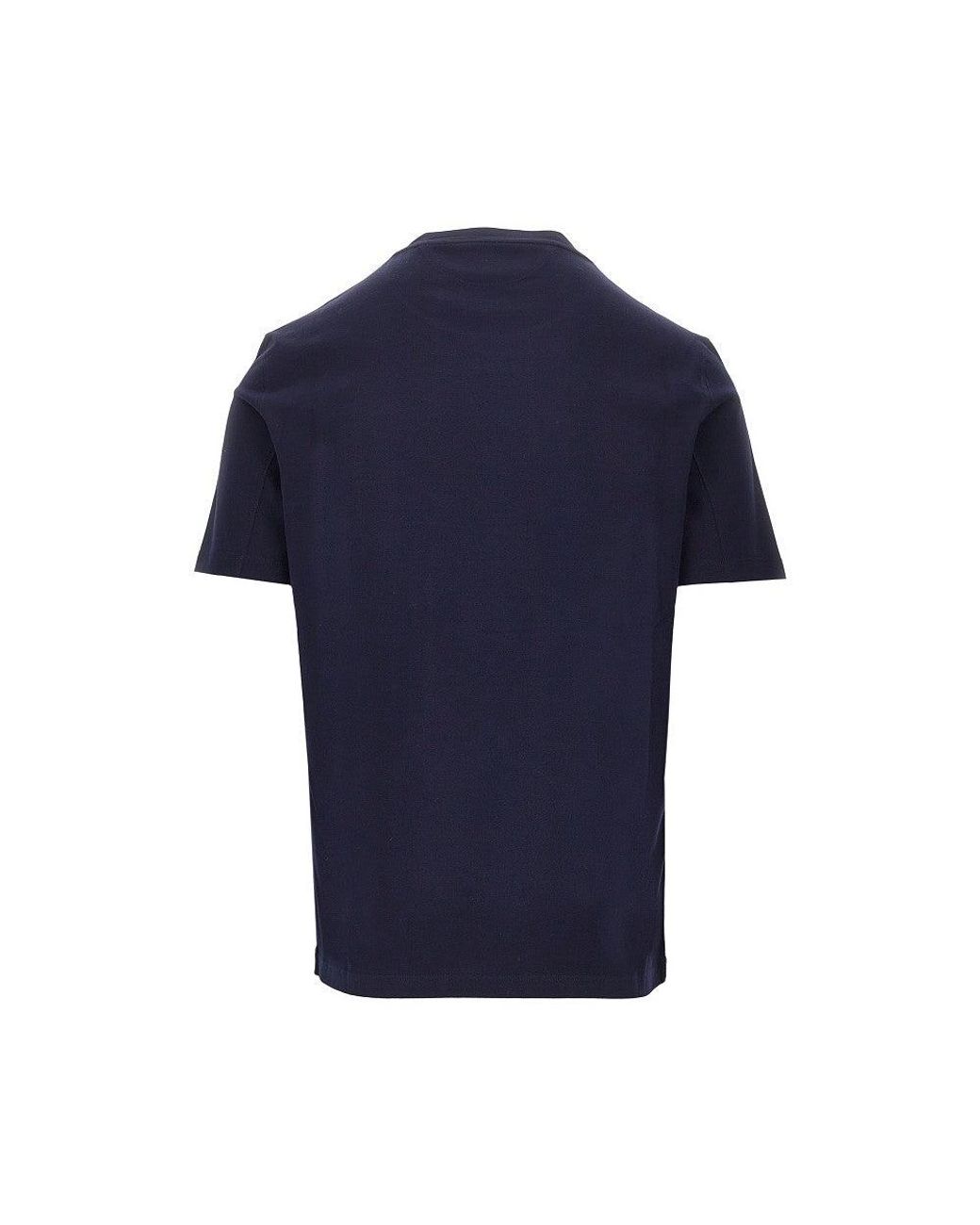 Brunello Cucinelli Blue Jersey T-Shirt With Logo for men