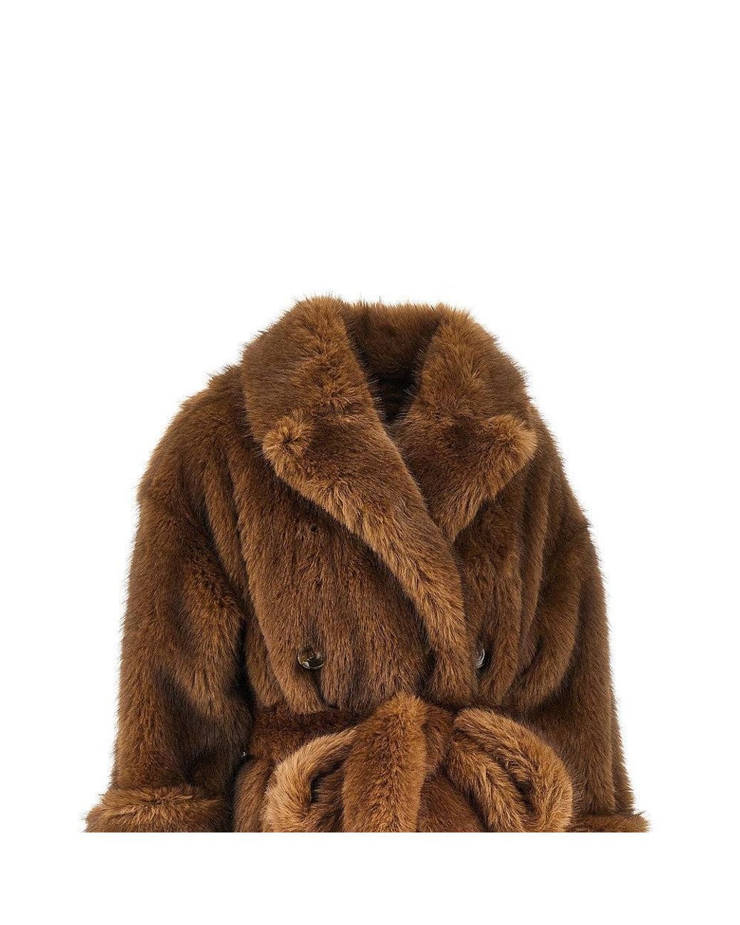 BB COUTURE Brown 'Farrah' Faux Fur Long Trench Coat