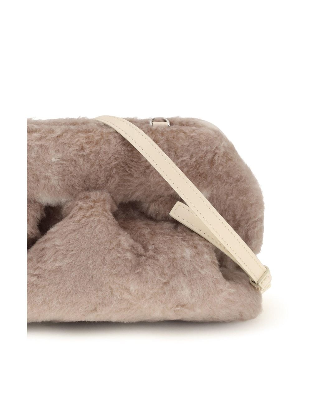 THEMOIRÈ Gray Medium Bios Faux Fur Potato Pouch Caribou/Butter Cream