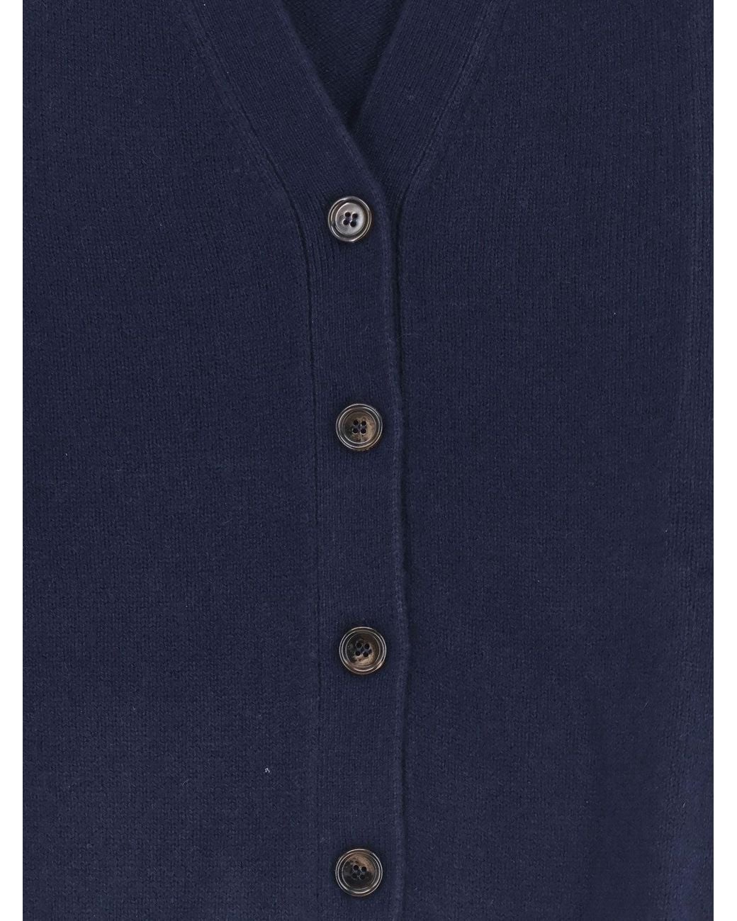 Aspesi Blue Wool And Cashmere Blend Cardigan