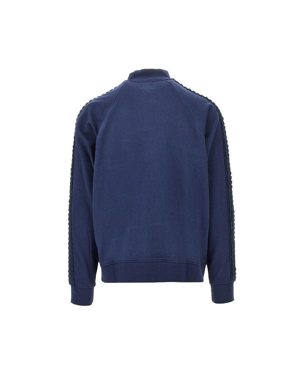 Arte' Blue Flora Trim Full-Zip Sweatshirt for men