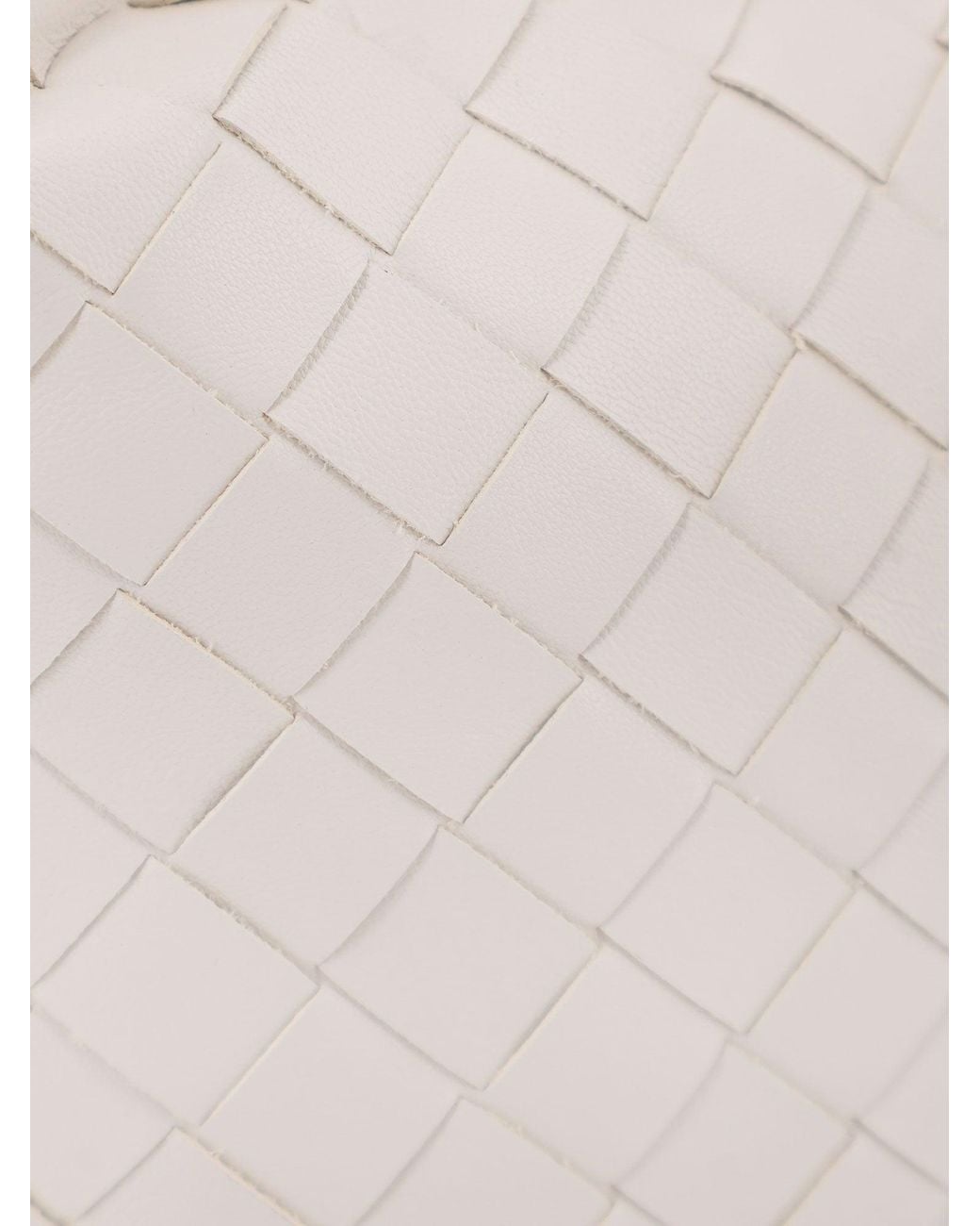 Bottega Veneta White Mini Hop Leather Crossbody Bag With Intrecciato Pattern