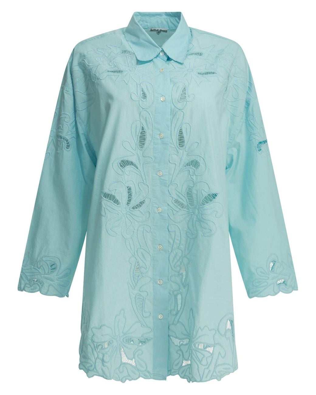 Juliet Dunn Blue Embroidered Casual Shirt