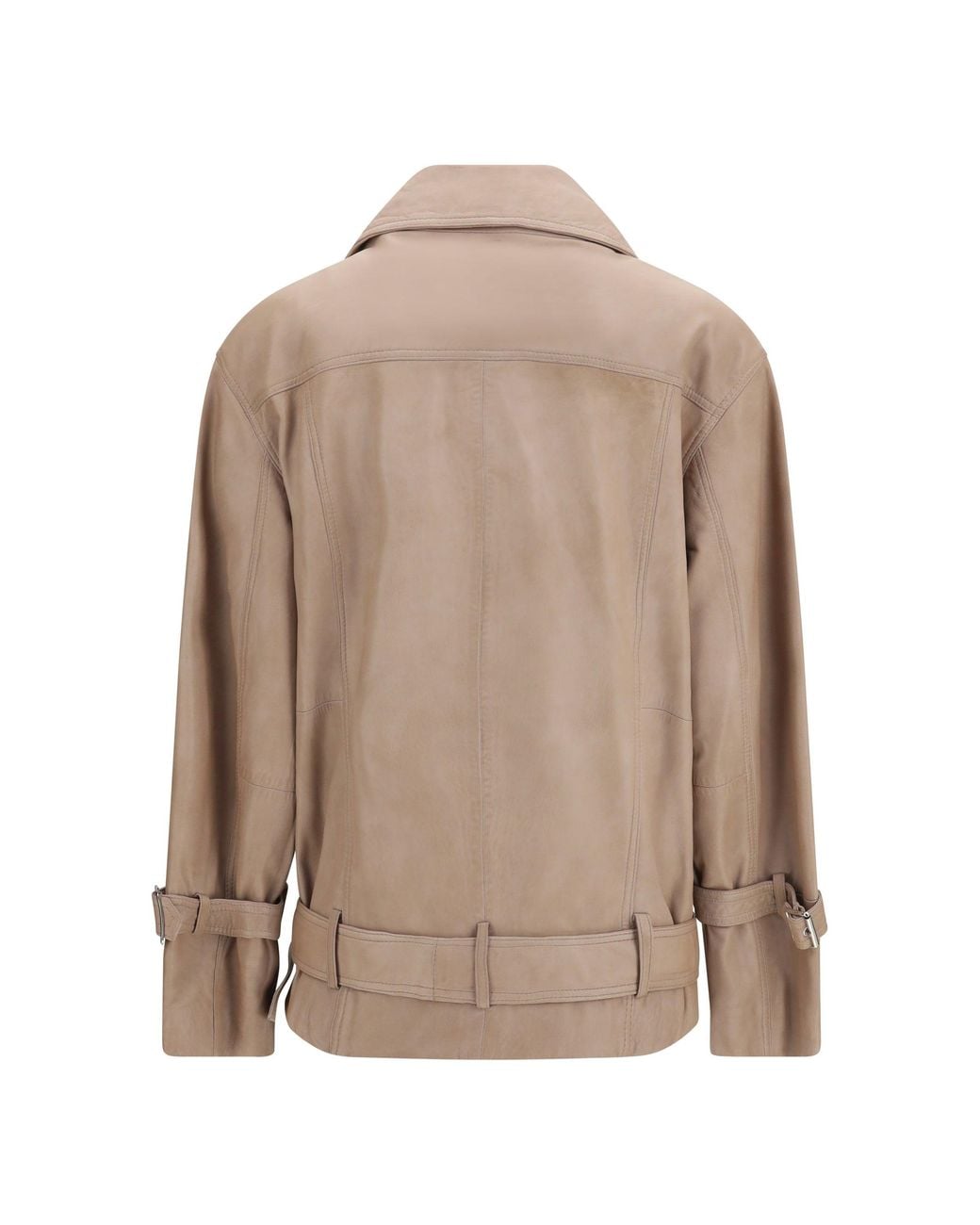 Pinko Brown Leather Biker Jacket