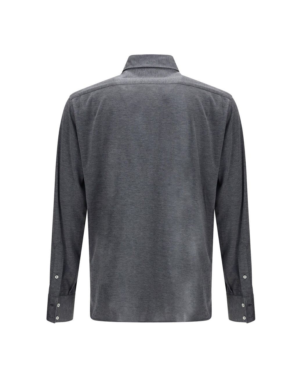 Brunello Cucinelli Gray Silk Shirt for men