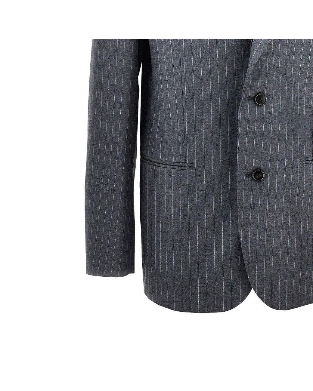 Gucci Blue Pinstriped Wool Oversized Jacket