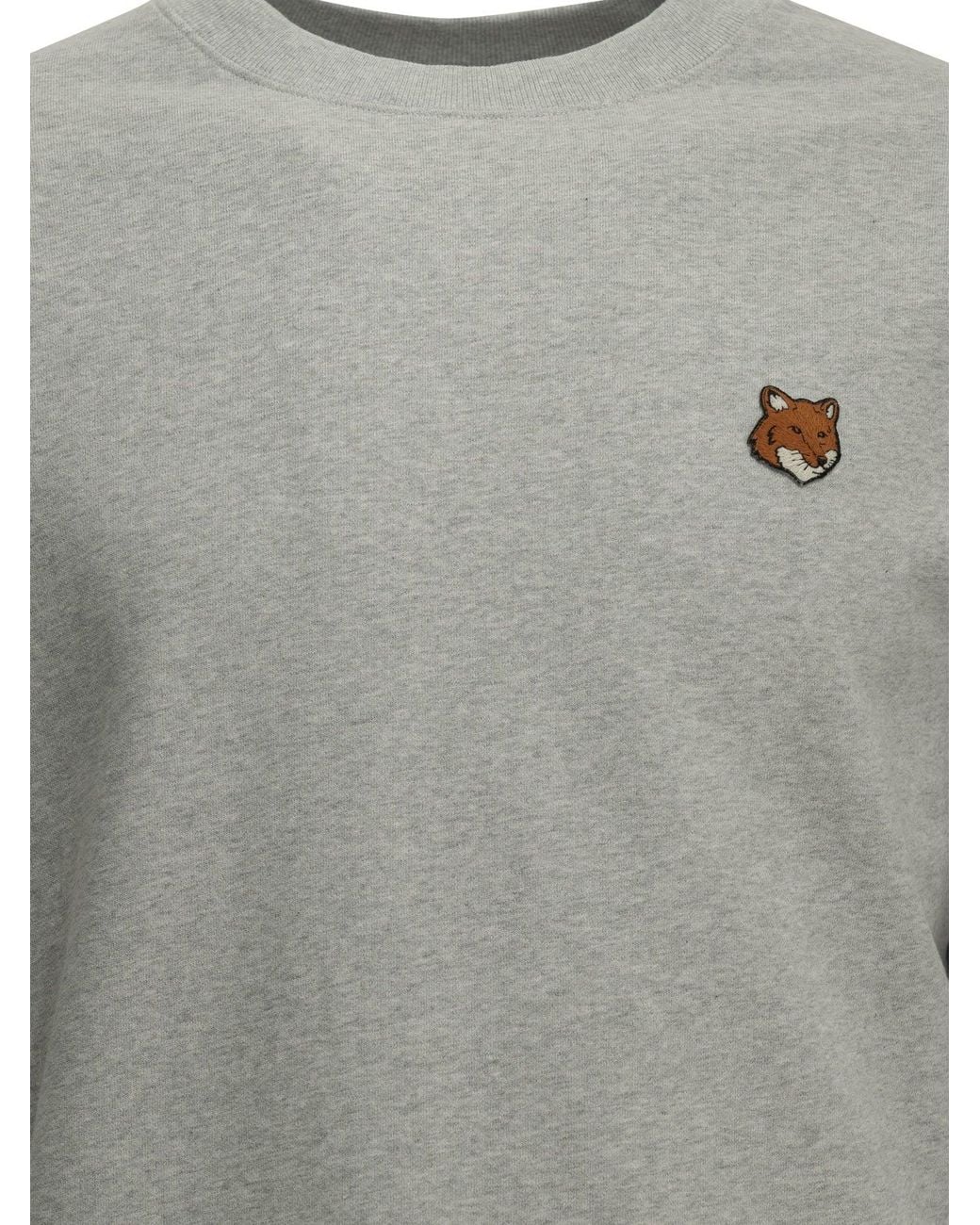 Maison Kitsuné Gray "Fox Head" Crew-Neck Sweatshirt for men