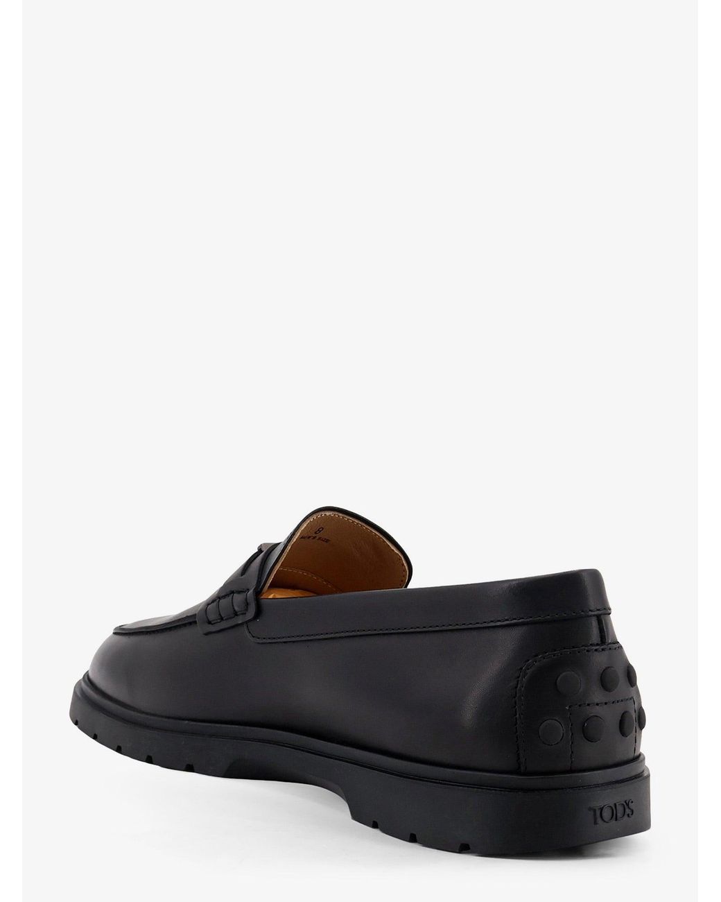 Tod's Black Leather Loafers With Metal Logo for men