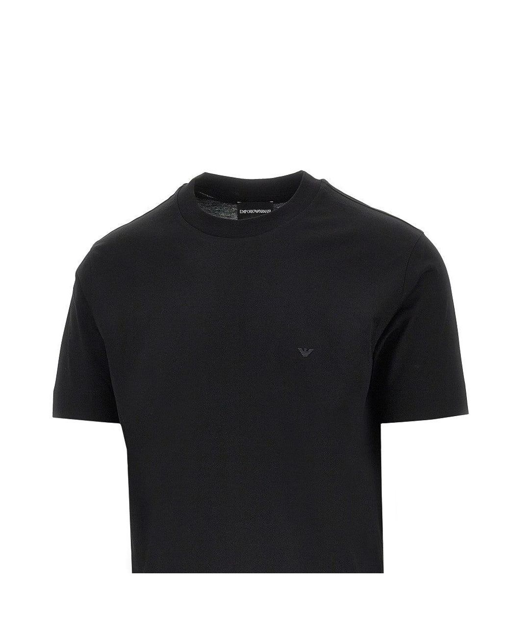 Emporio Armani Black Lyocell And Cotton Blend T-Shirt With Logo for men