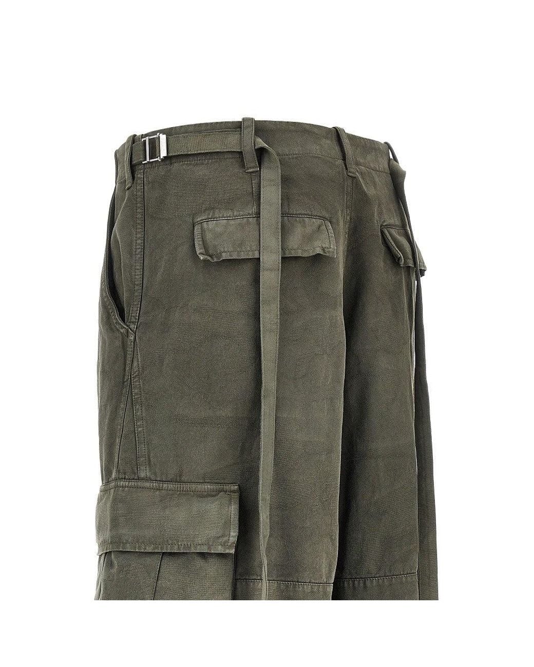 Fendi Green Cotton Bermuda Shorts With Jacquard Motif