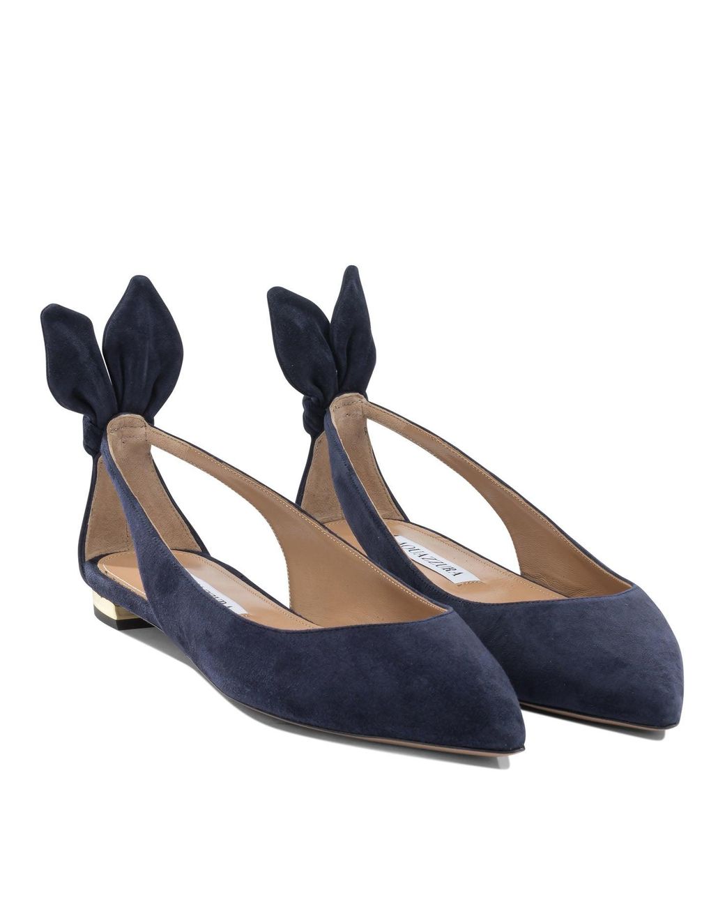 Aquazzura Blue "Bow Tie Ballet" Bellet Flats