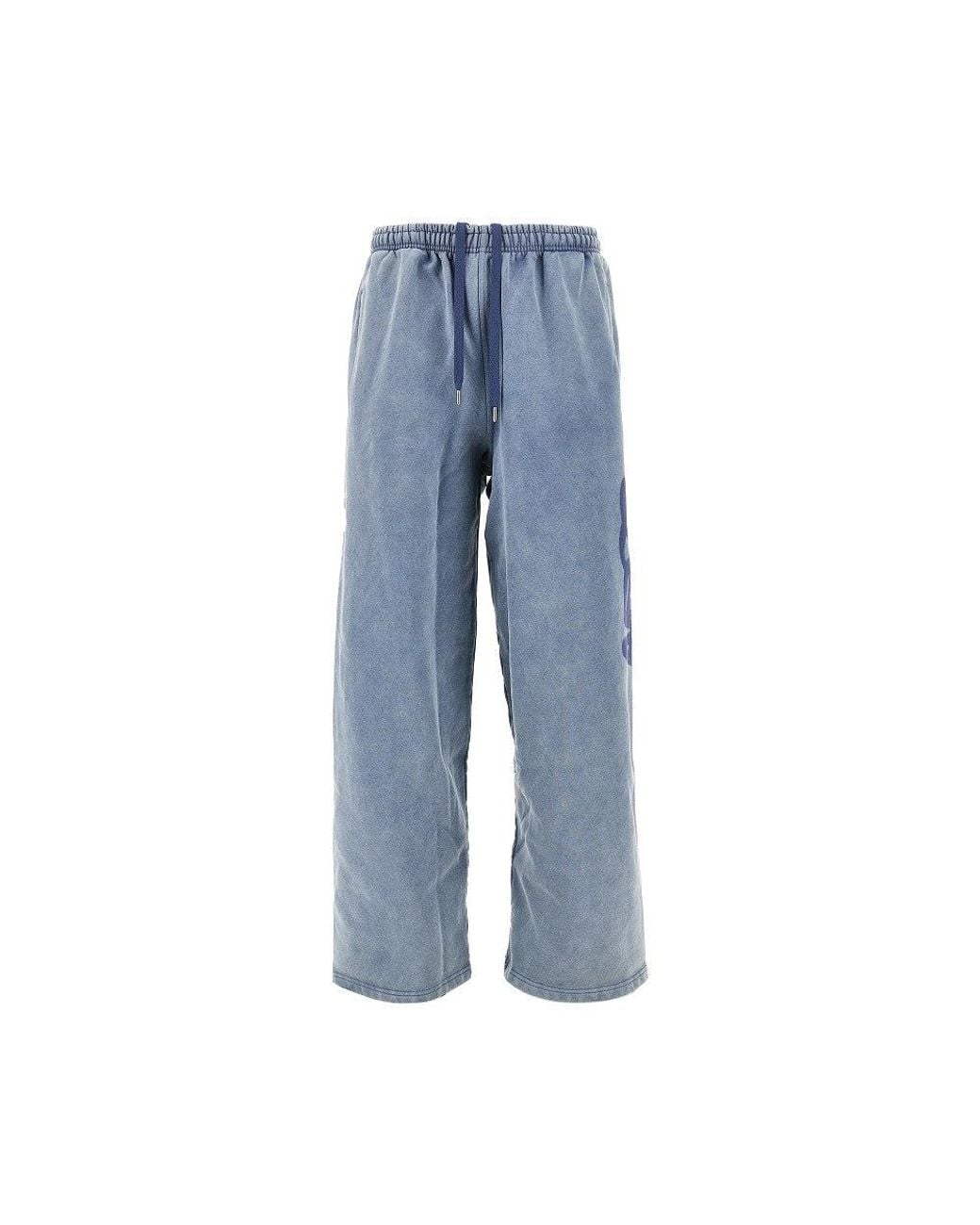 Arte' Blue Sunfade Stencil Sweatpants for men