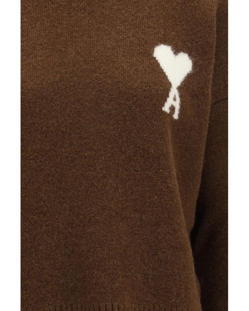 AMI Brown Ami De Coeur Sweater Marron Chocolat/Ecru
