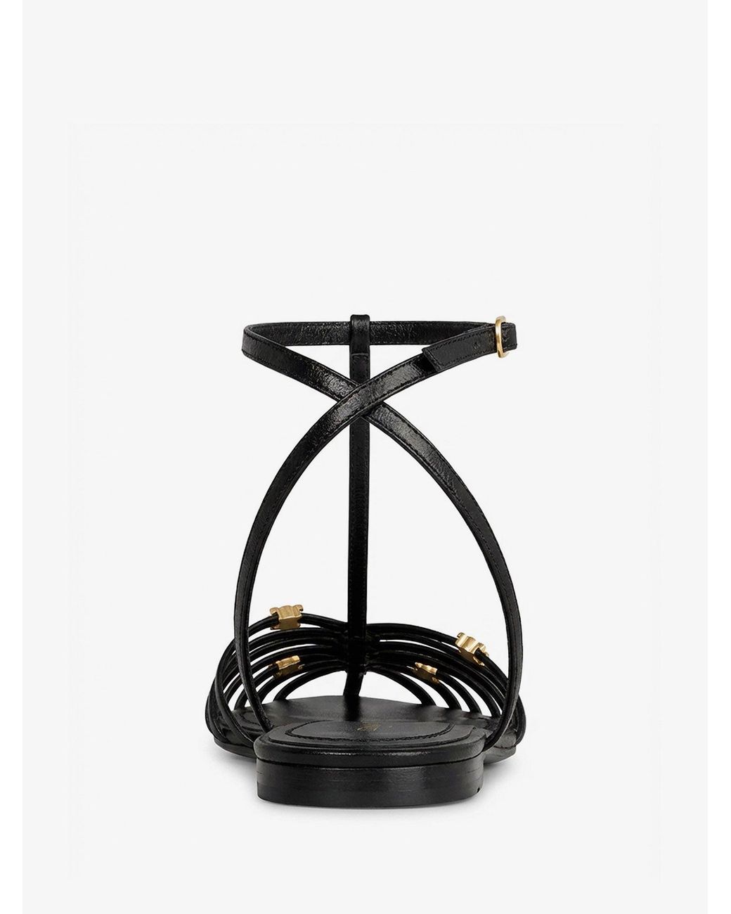 Céline White Leather Cage Sandals With Metal Triomphe Logo Detail