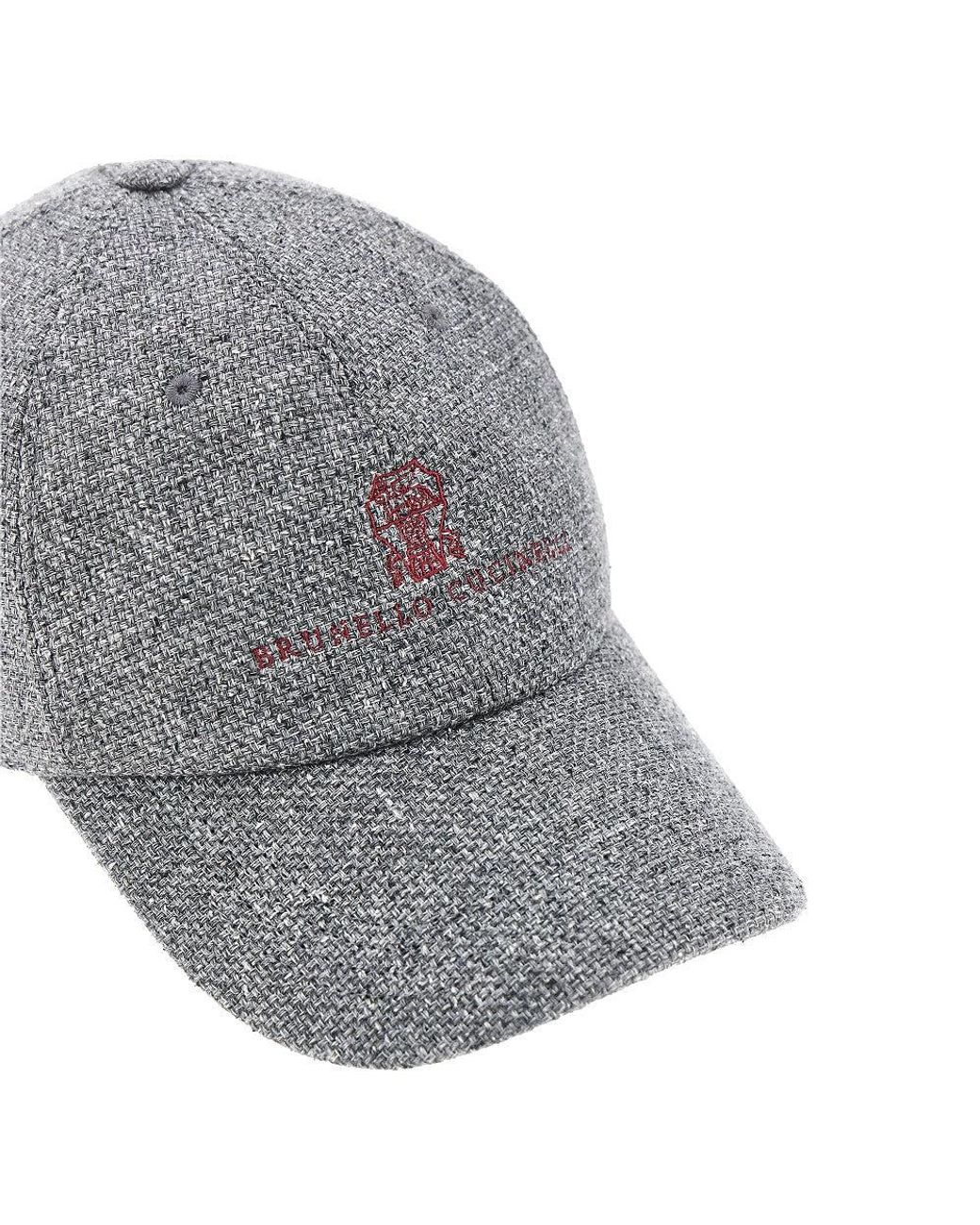 Brunello Cucinelli Gray Linen, Wool And Silk Baseball Cap for men