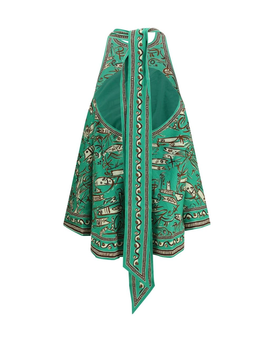 ALÉMAIS Green Fish Sticks Mini Linen Dress