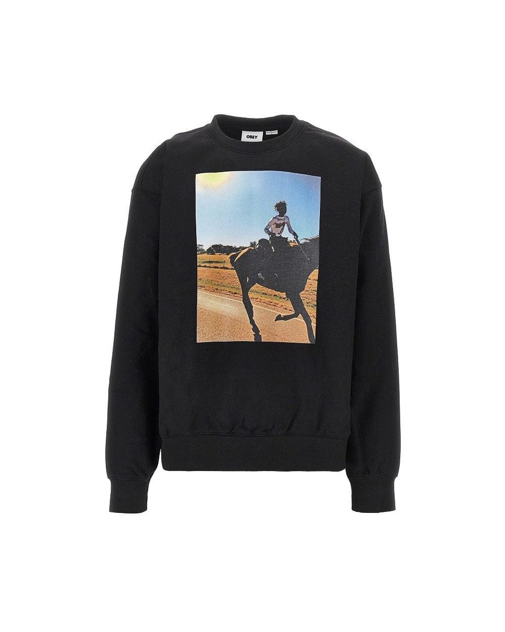 Obey Black Sweatshirt With 'Trial Ride' Print for men