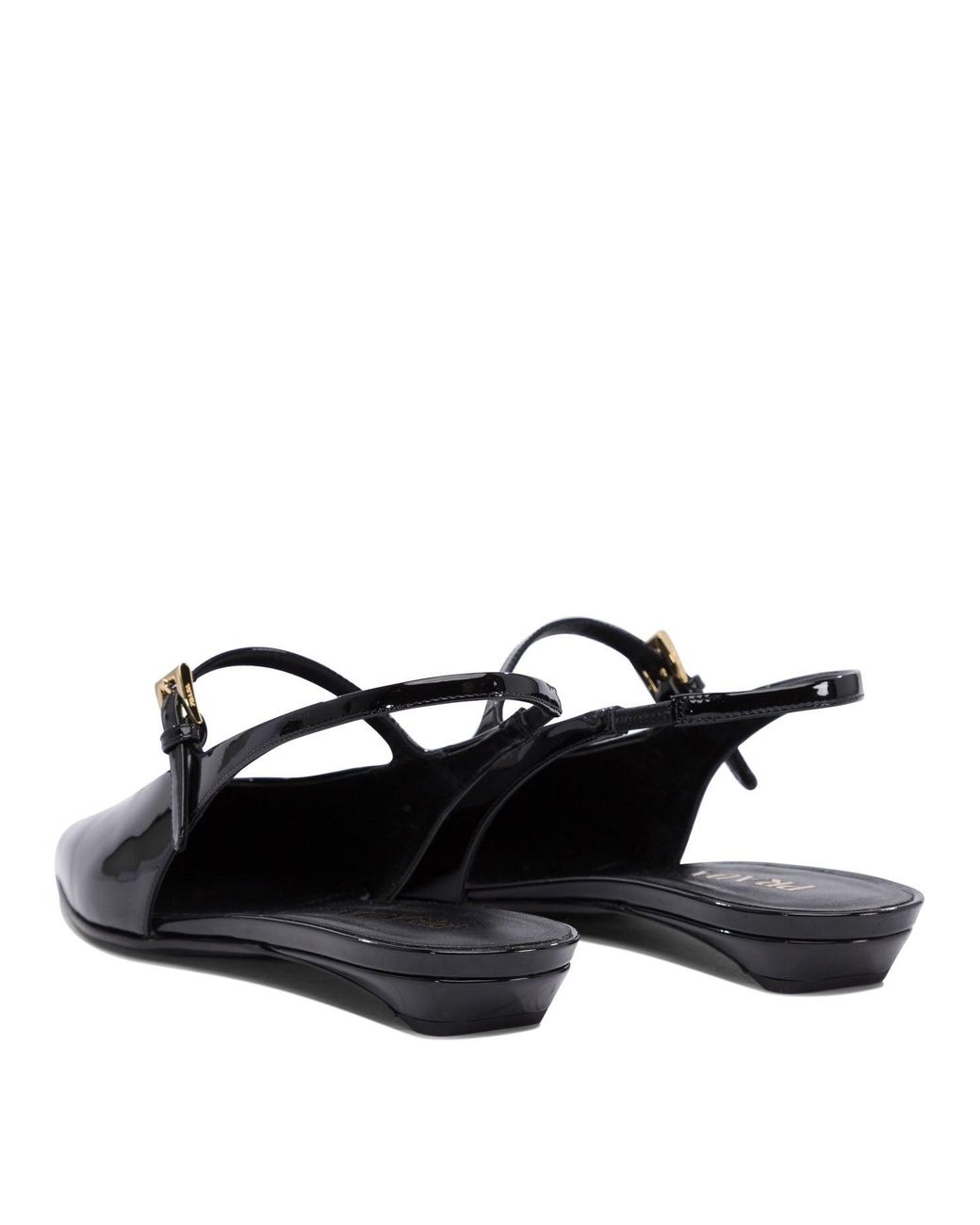 Prada Black Patent Leather Slingback Ballet Flats