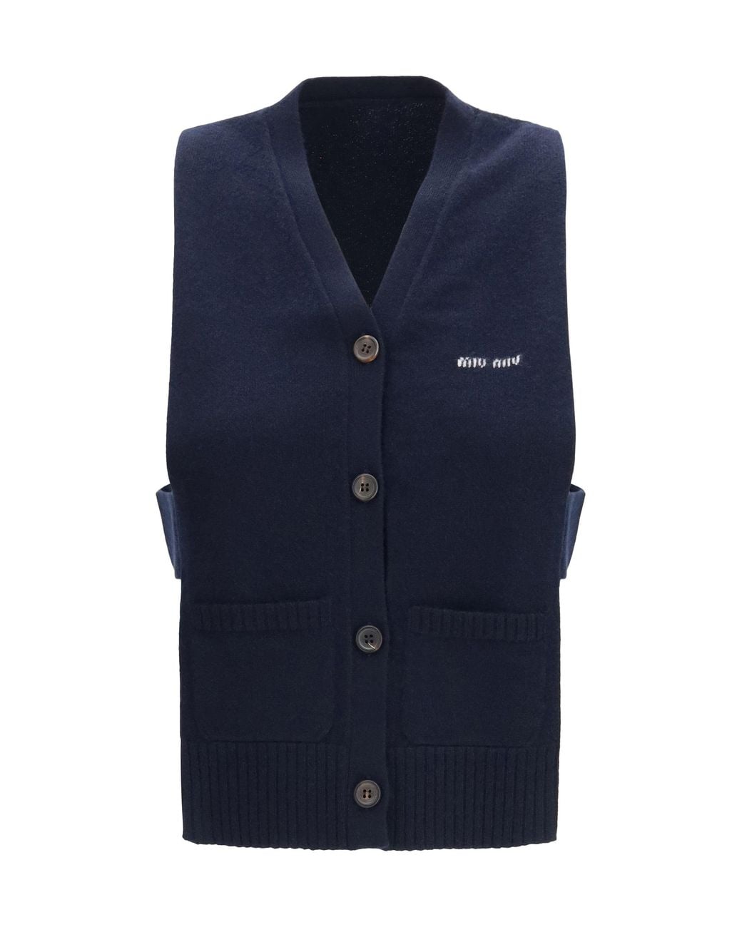 Miu Miu Blue Cashmere Cardigan Vest