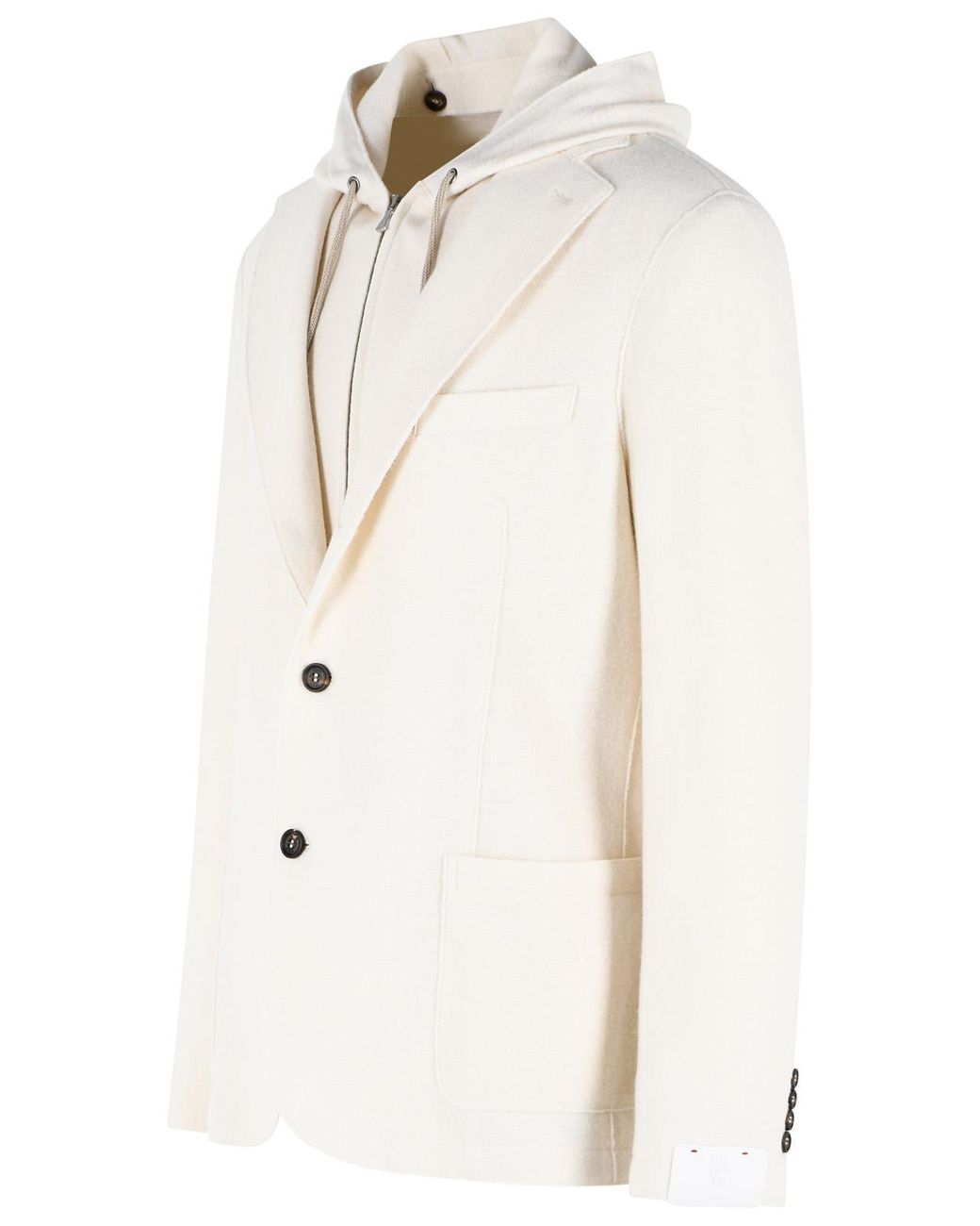 Eleventy White Wool Hooded Blazer