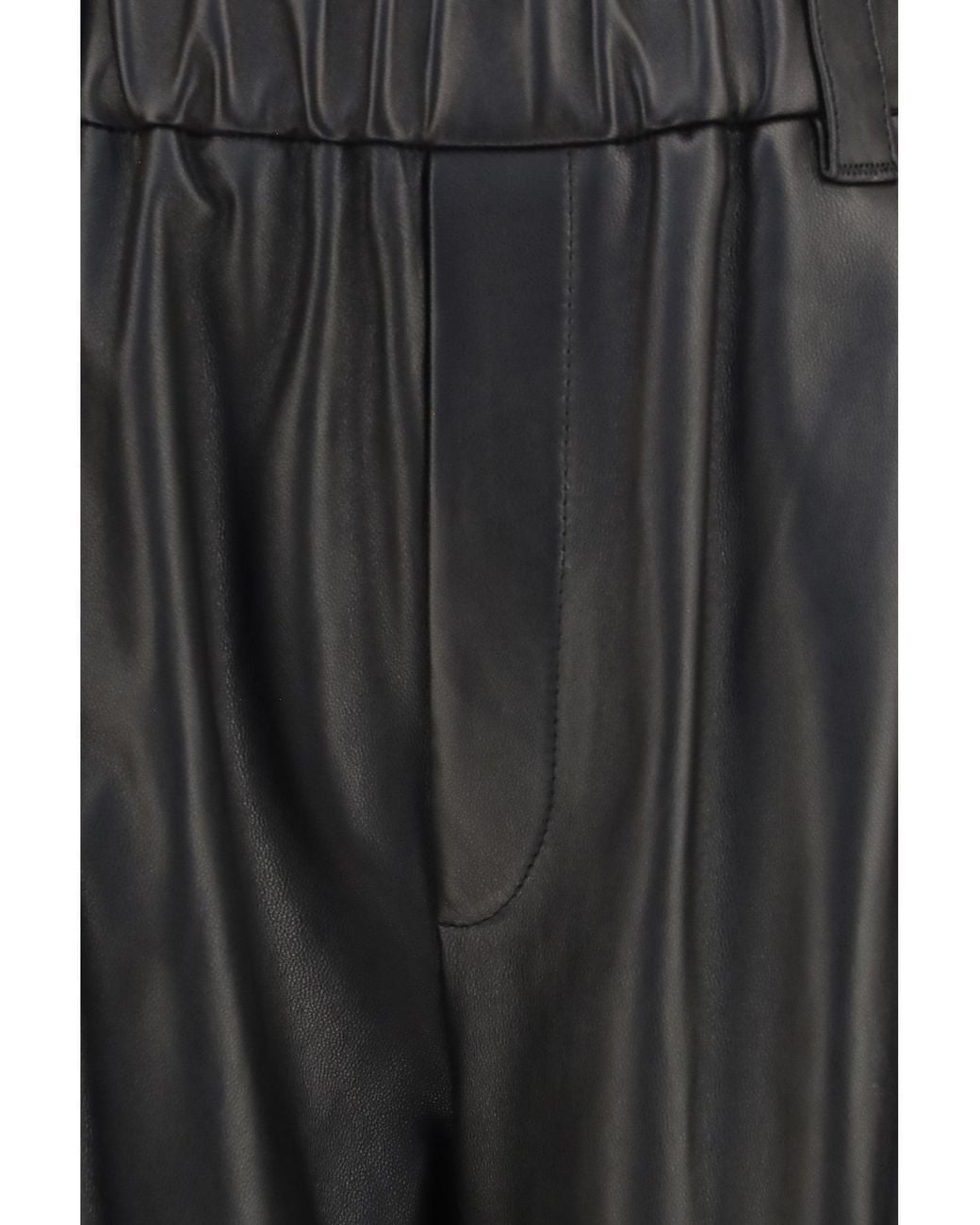 Brunello Cucinelli Black Baggy Nappa Leather Pants