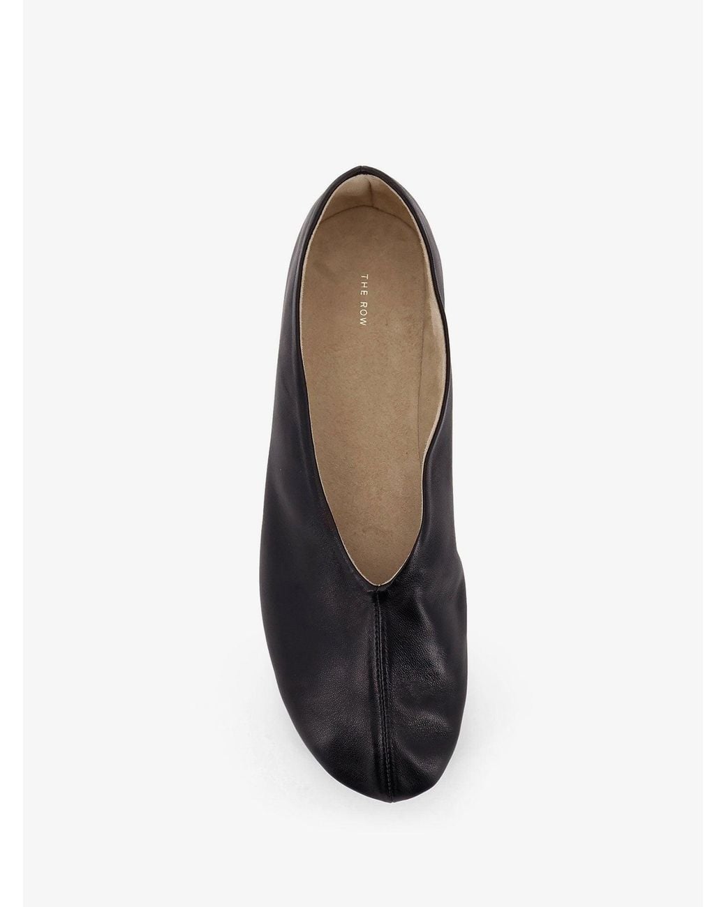 The Row White Stella Slipper Leather Ballerinas