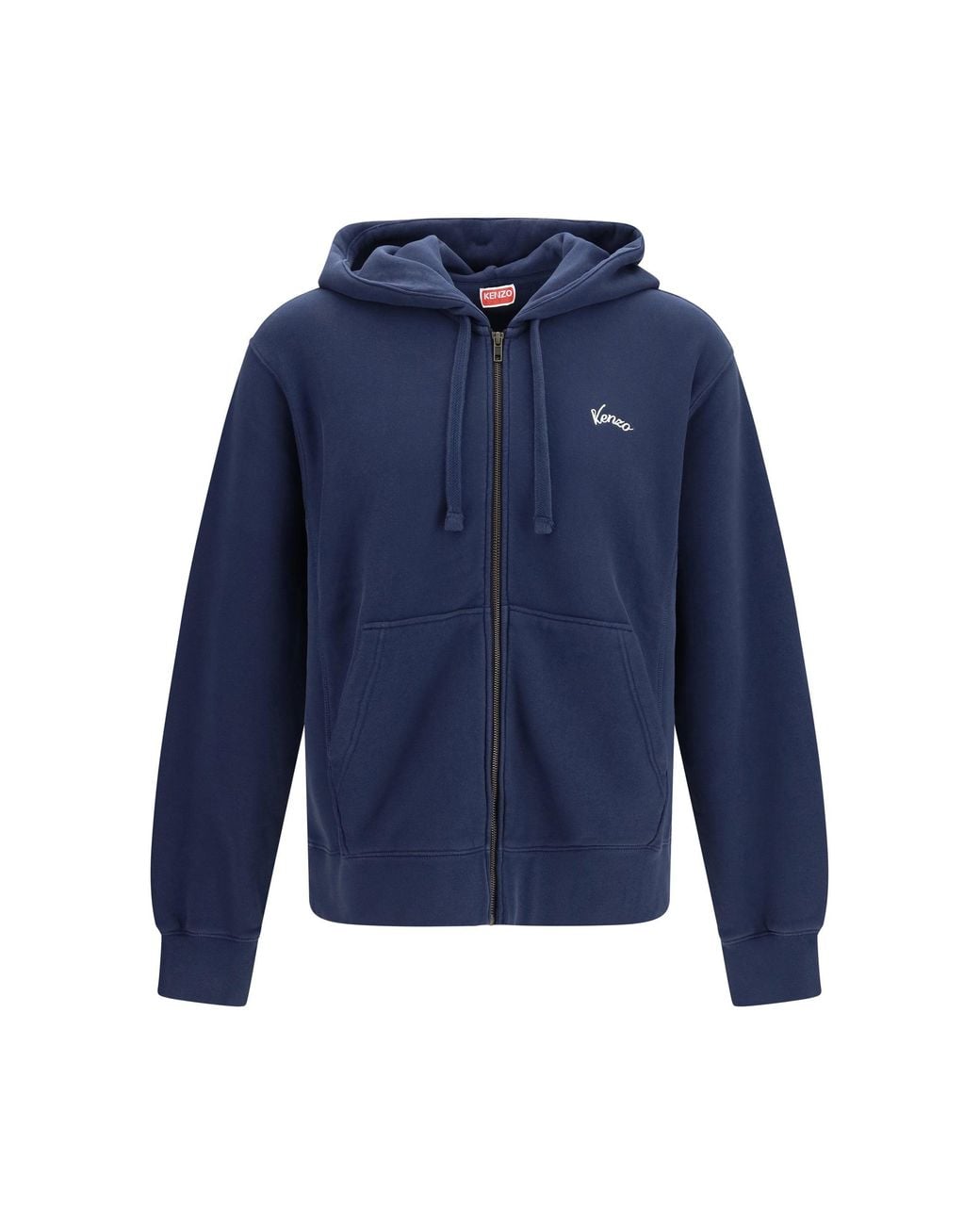 KENZO Blue Eiffel Tower Cotton Hoodie for men