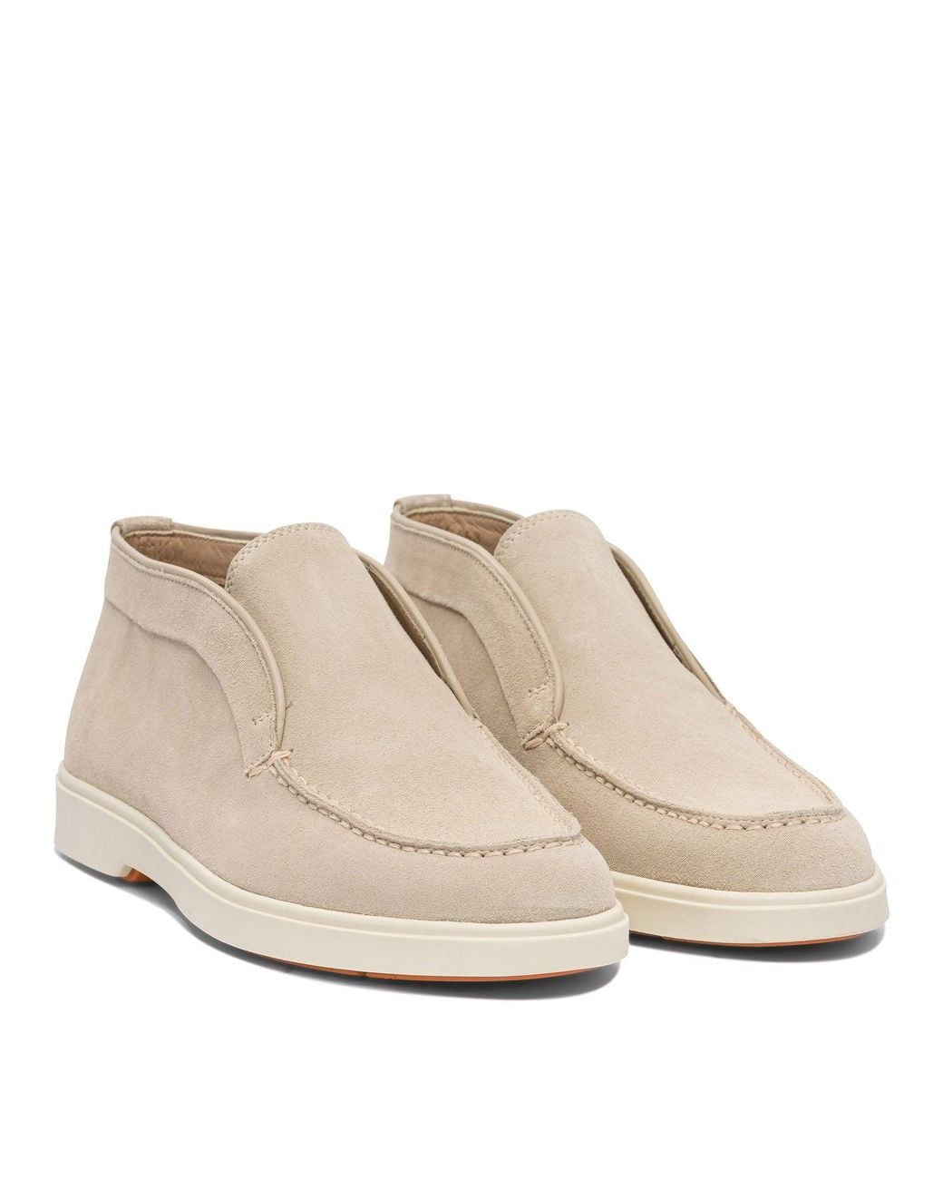 Santoni White Suede Sneakers