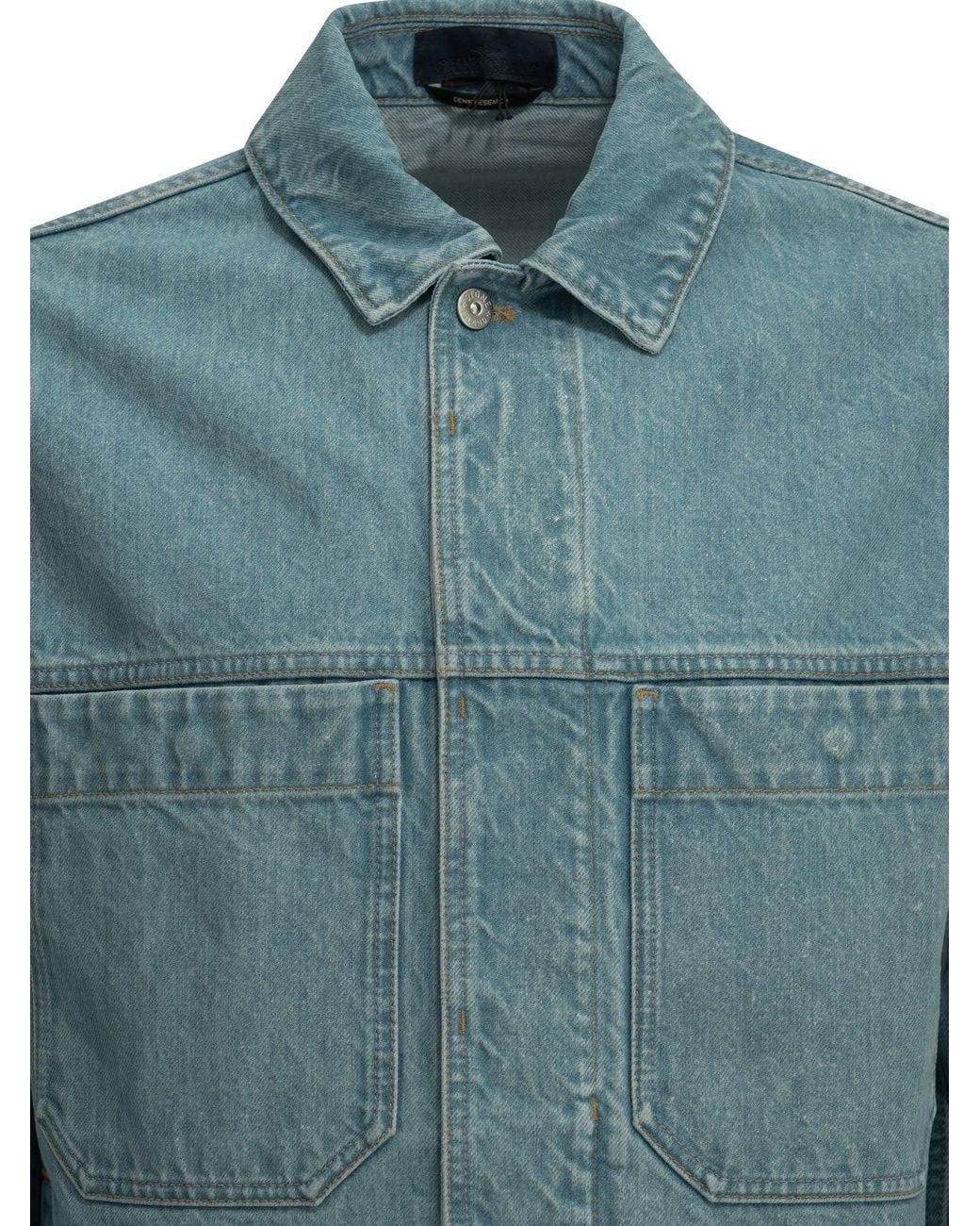 Stone Island Blue "Light Bull" Denim Jacket for men