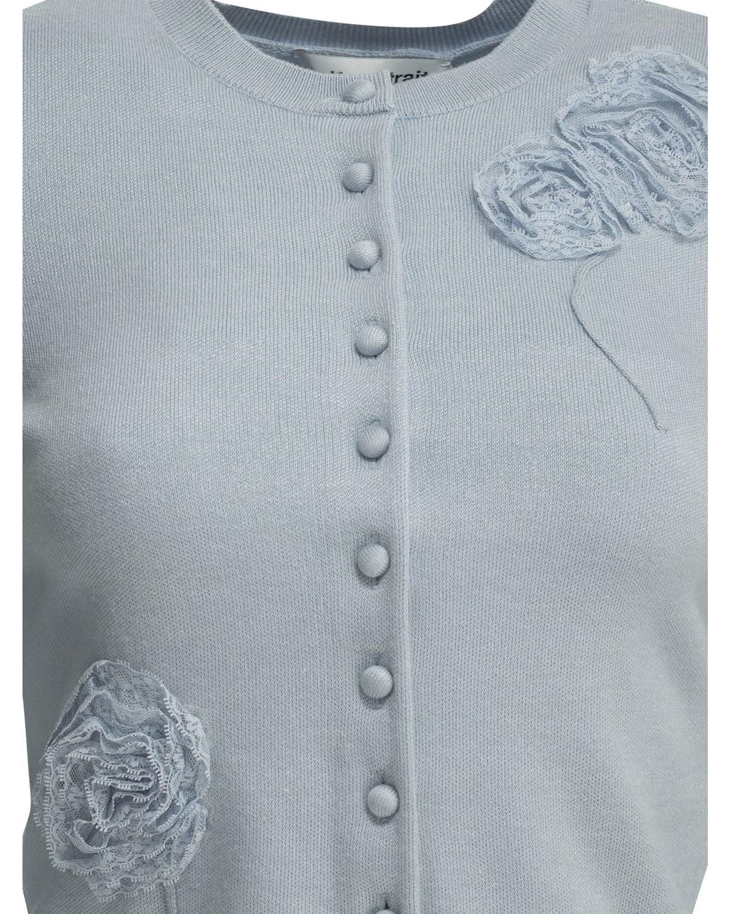 Self-Portrait Blue Embroidered Cardigan