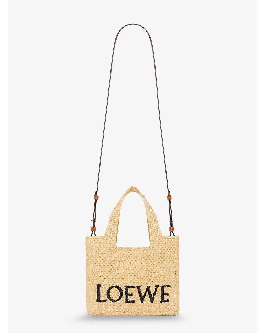 Loewe Natural Paula's Ibiza -Small Font Raffia Handbag With Embroidered Logo On The Front