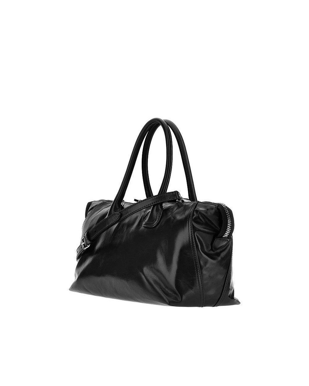 Miu Miu Black Glossy Leather Bag With Embossed Logo