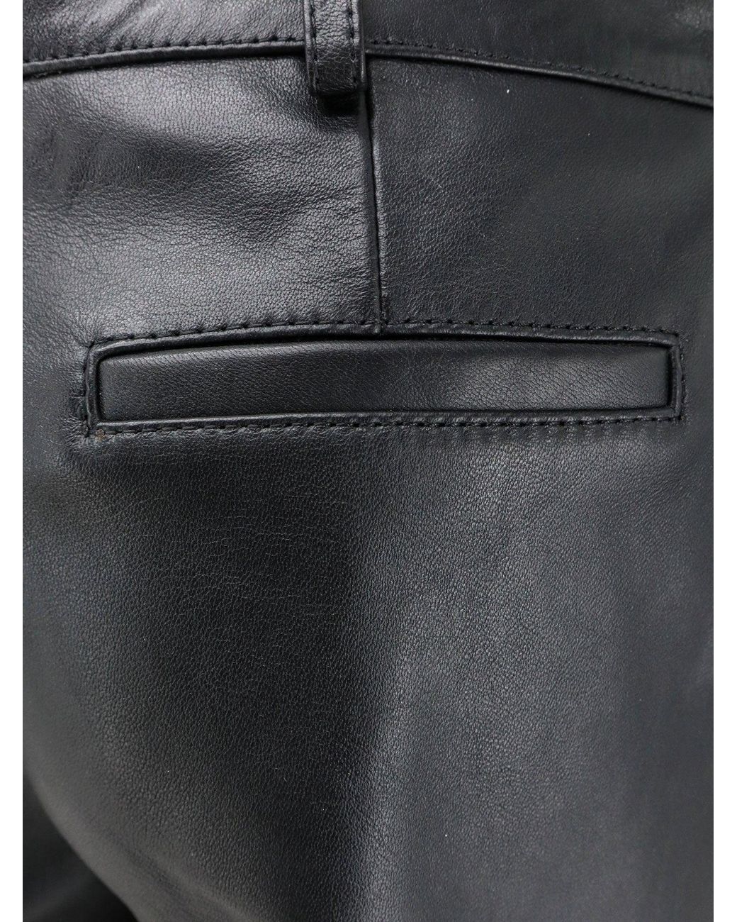 Frankie Shop Black Lior Capri Leather Trousers