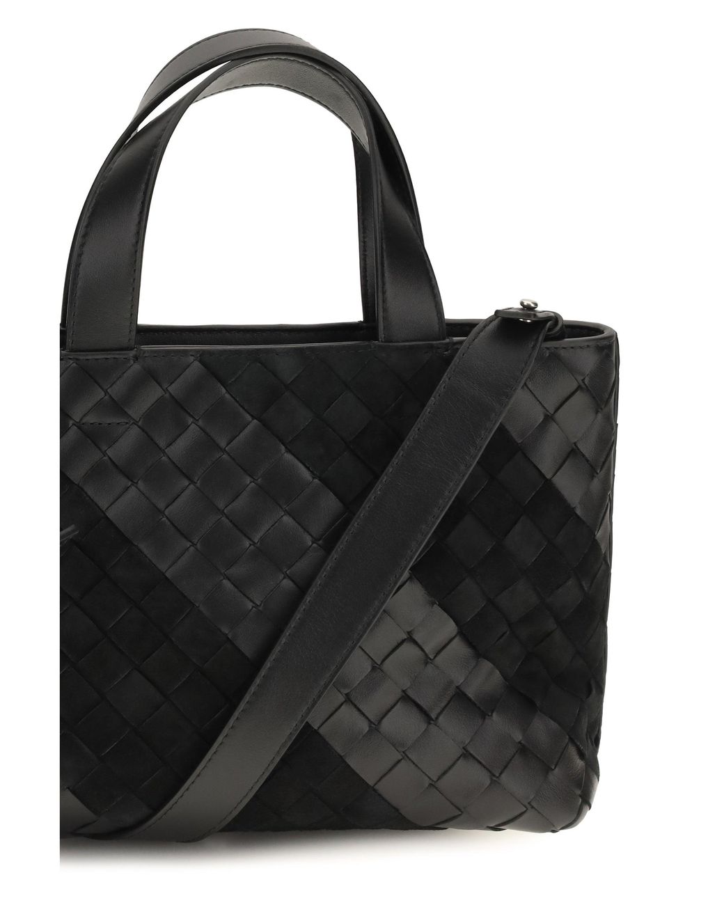 Bottega Veneta Black Intrecciato Handbag With Suede Stripes for men