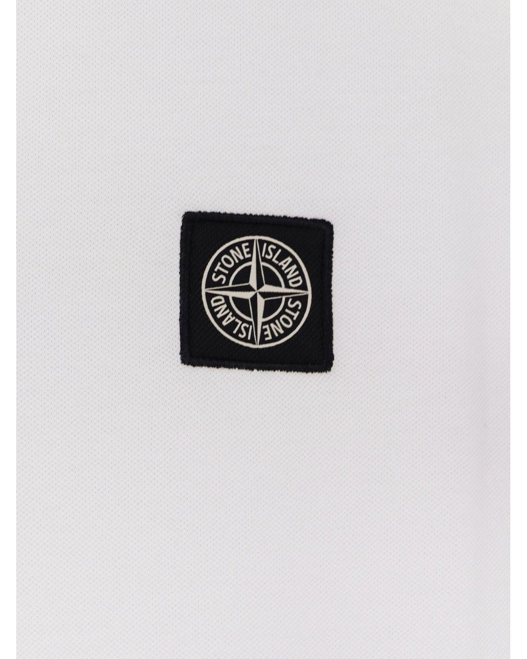 Stone Island White Stretch Organic Cotton Polo Shirt for men
