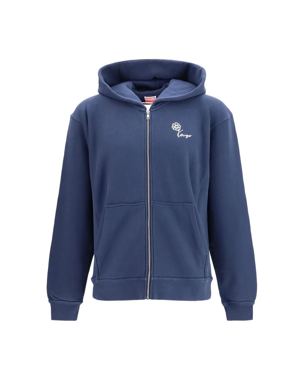 KENZO Blue Tulip Zip Hoodie for men