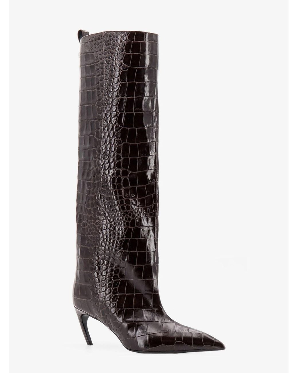 The Attico White Lea Leather Crocodile Print Boots