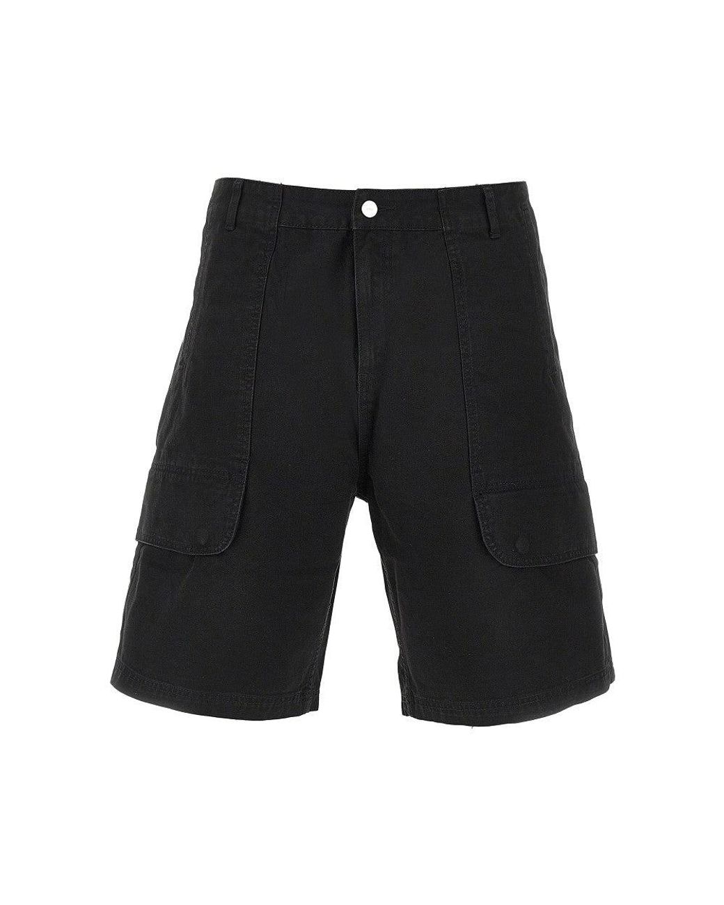 Arte' Black Canvas Cargo Shorts for men
