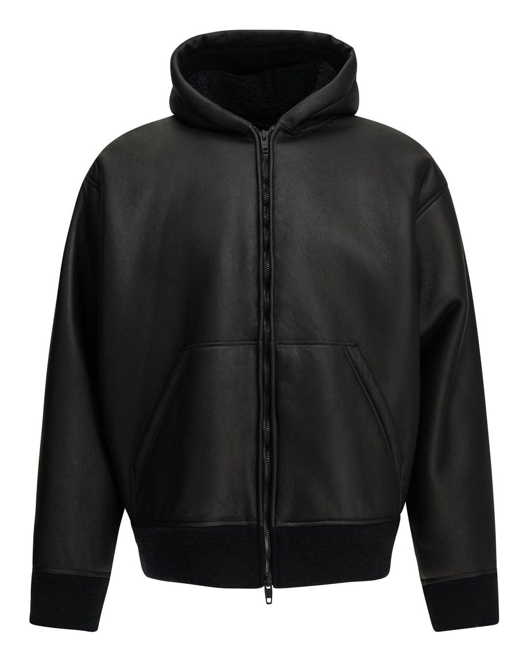 Balenciaga Black Hooded Shearling Jacket
