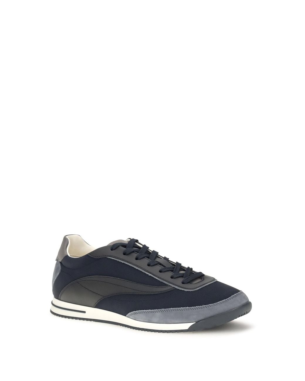 Brunello Cucinelli Blue Lace-Up Suede Sneakers for men
