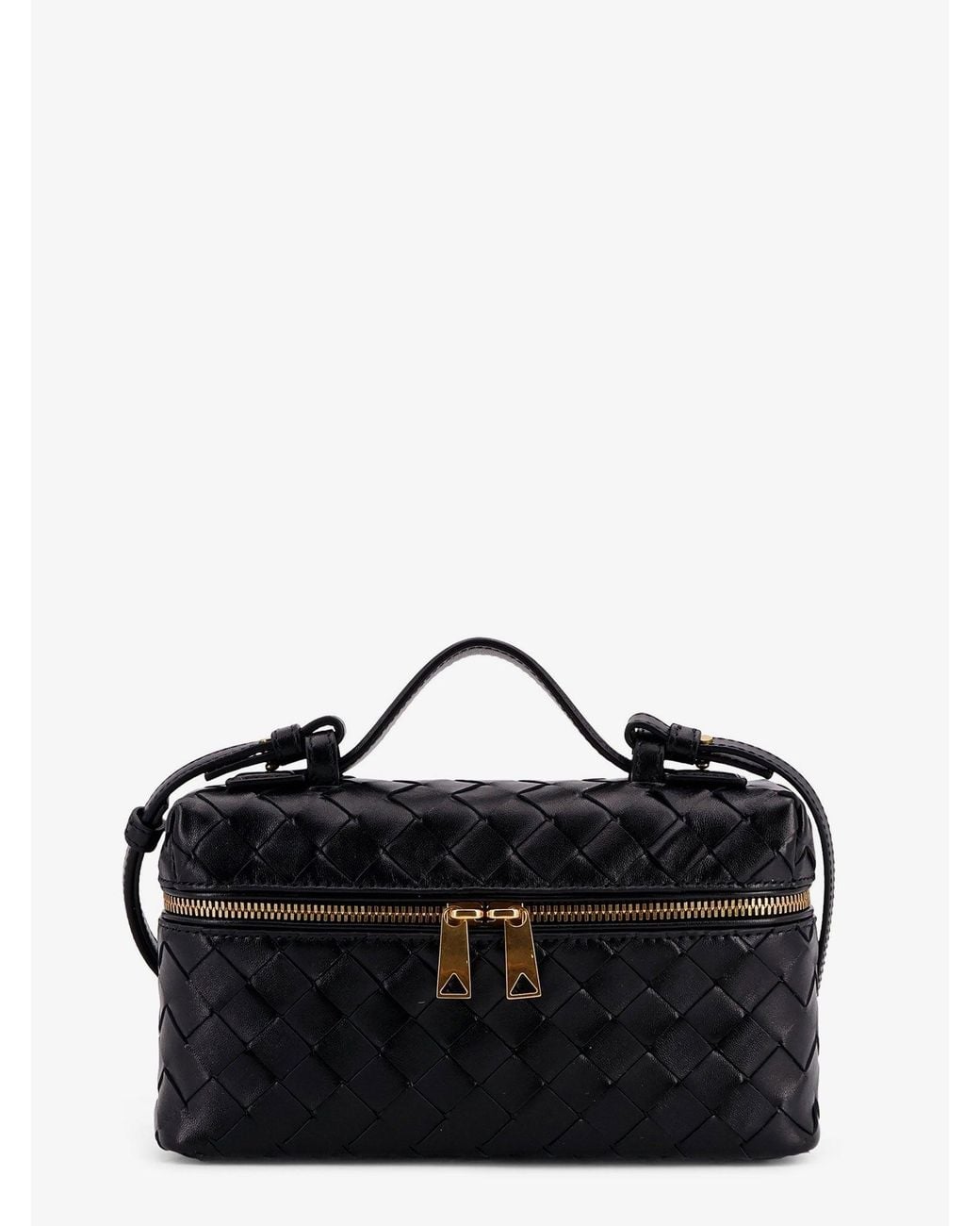 Bottega Veneta Black Bang Bang Leather Vanity Case With Intrecciato Motif