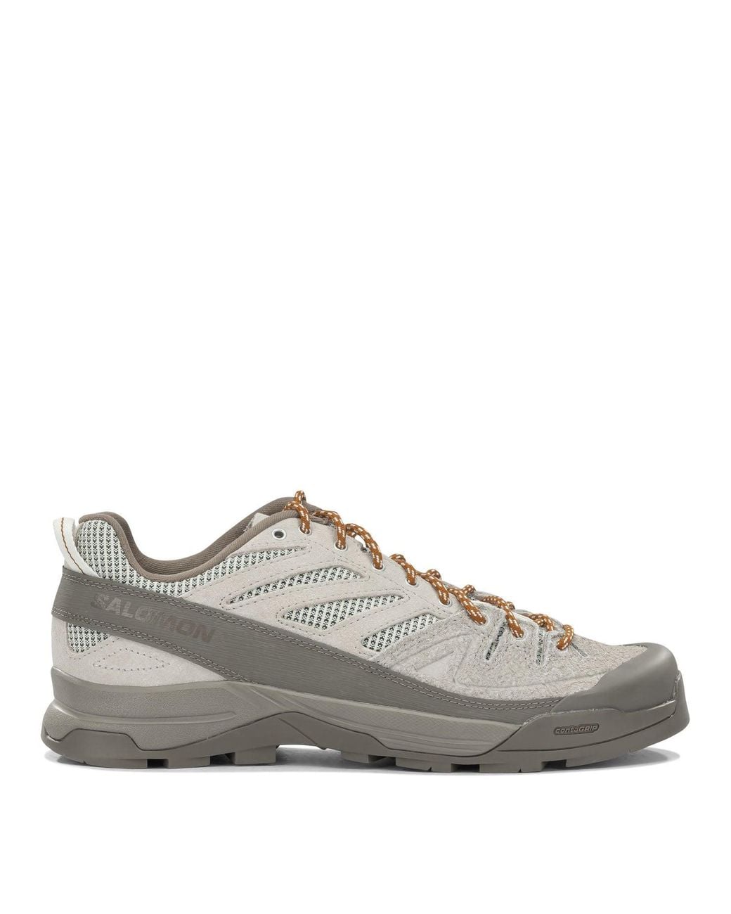 Salomon Gray X-Alp Woven Suede Fabric Rubber Sneakers for men