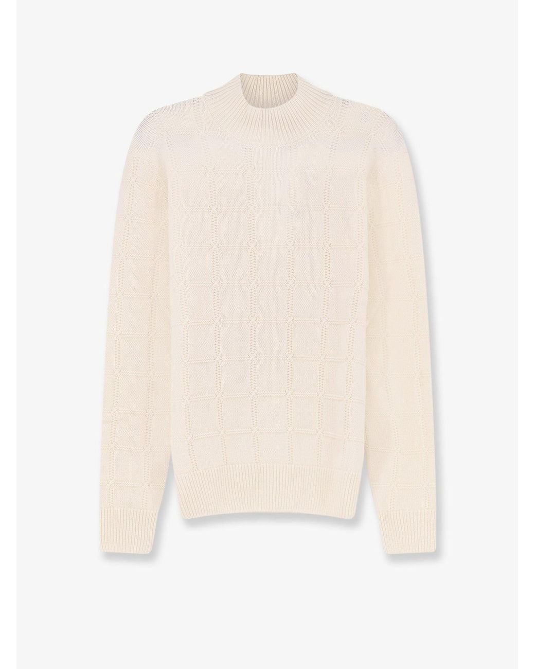 Boss White Fredo Wool And Cashmere Sweater for men