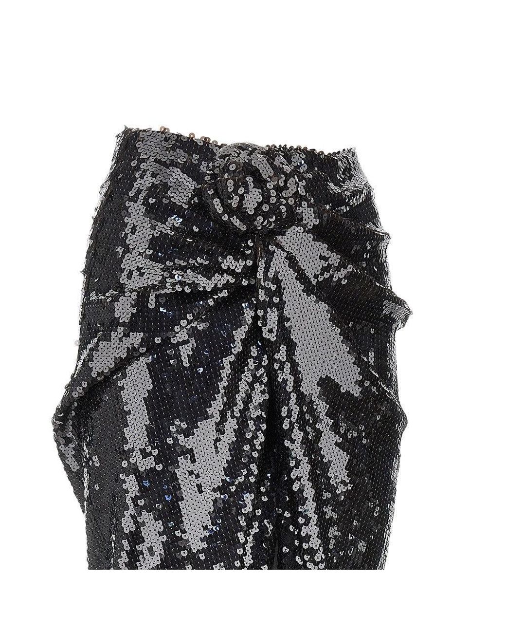 ROTATE BIRGER CHRISTENSEN Black Sequinned Midi Skirt