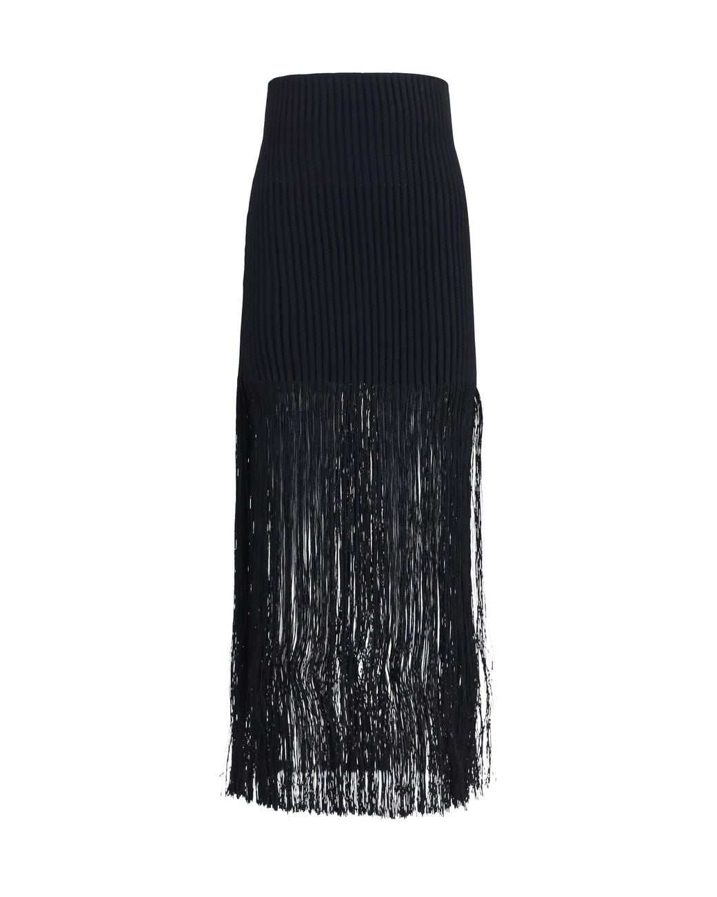 Alaïa Black Pencil Skirt Fringe Viscose