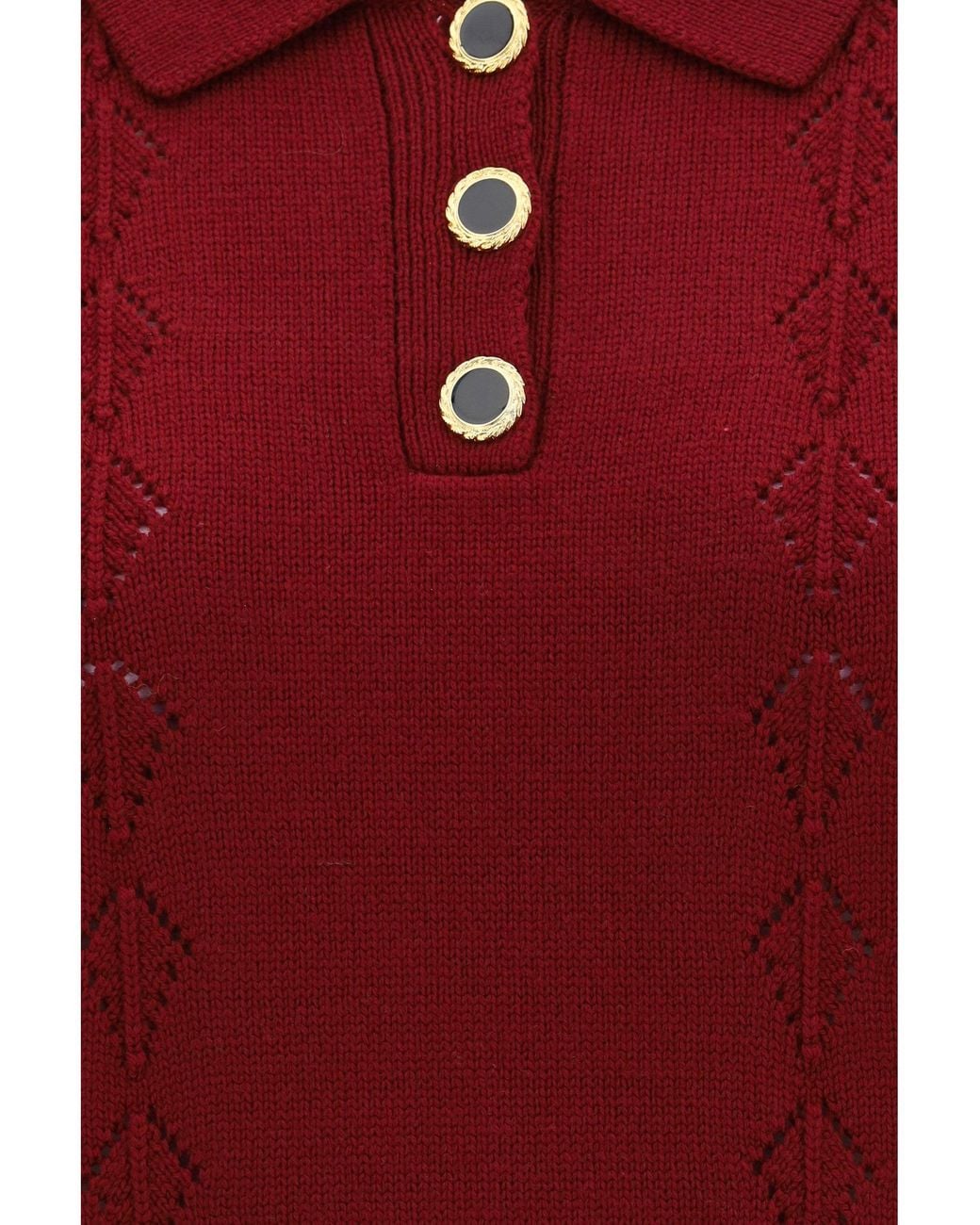 Alessandra Rich Red Merino Wool Polo Shirt Bordeaux