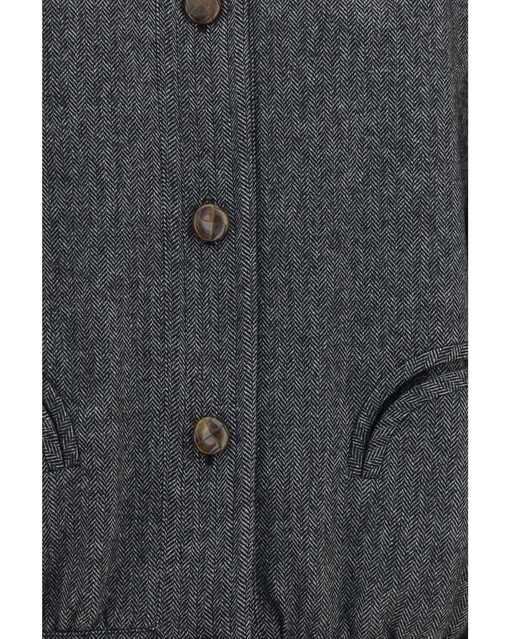 Blazé Milano Gray Blazè Milano Coiba Herringbone Wool Blend Jacket