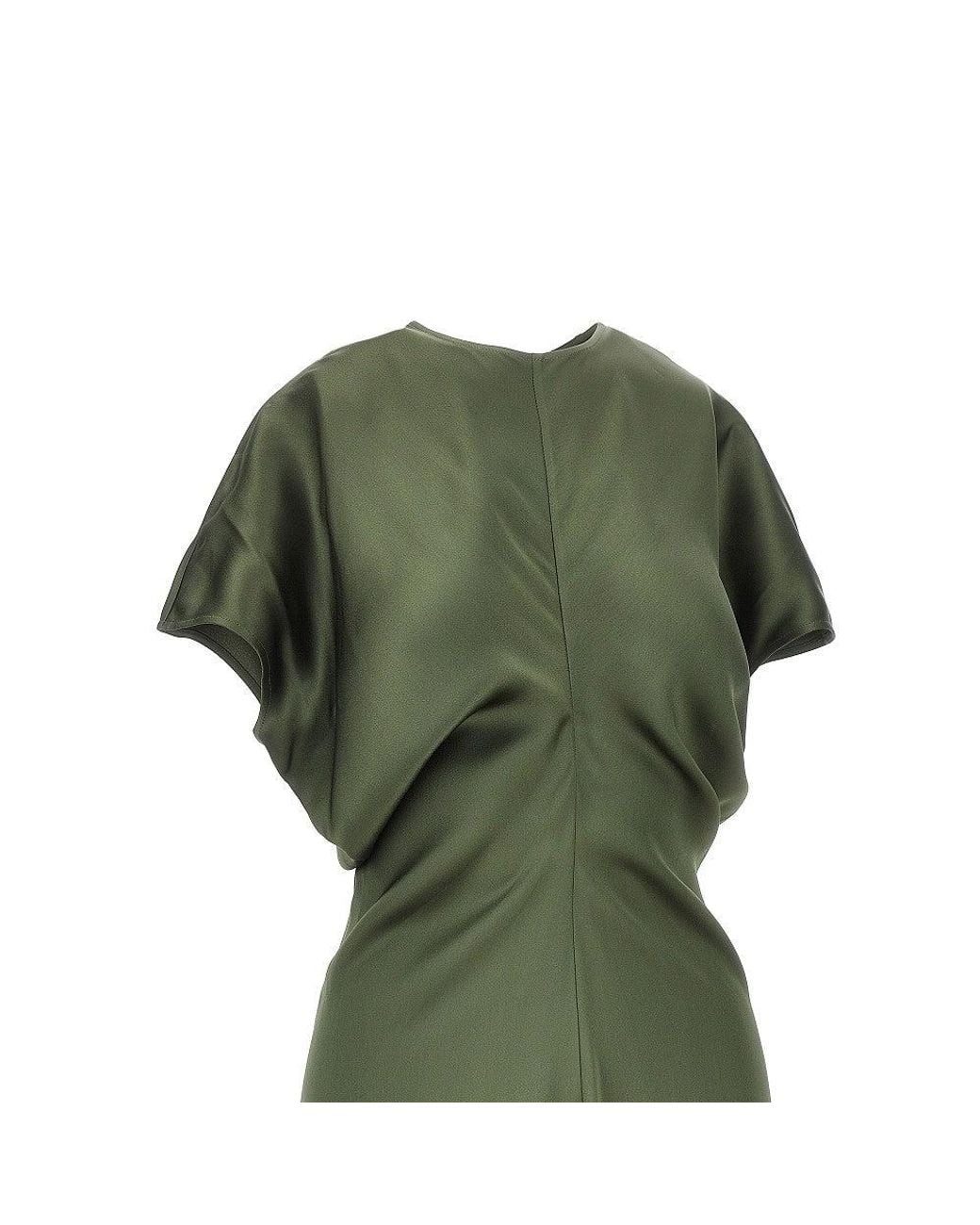 Totême  Green Slouch Waist Satin Dress
