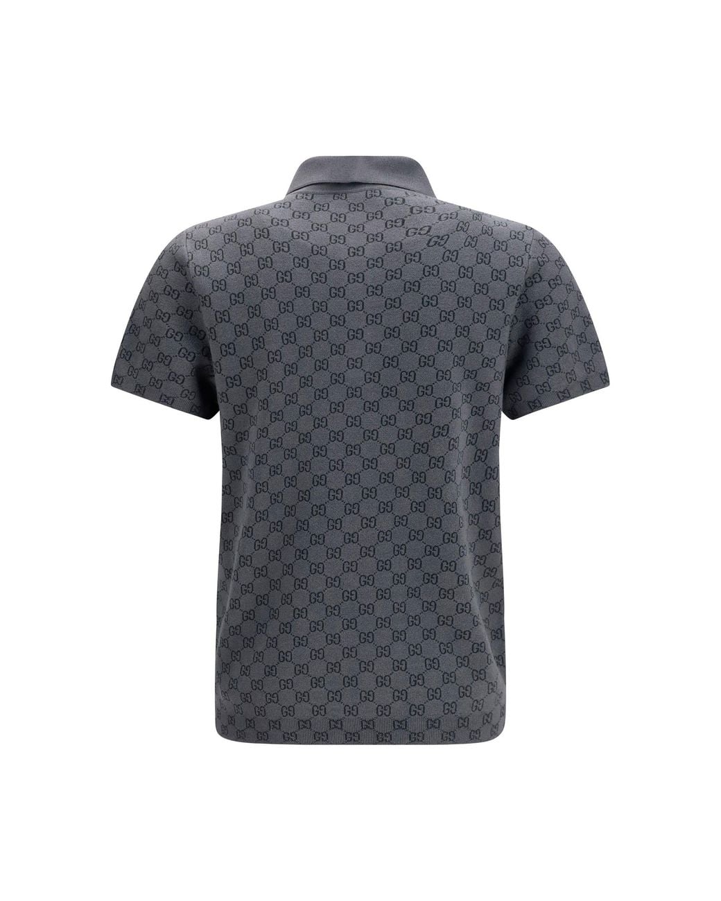 Gucci Gray Gg Jacquard Wool And Silk Polo Shirt for men
